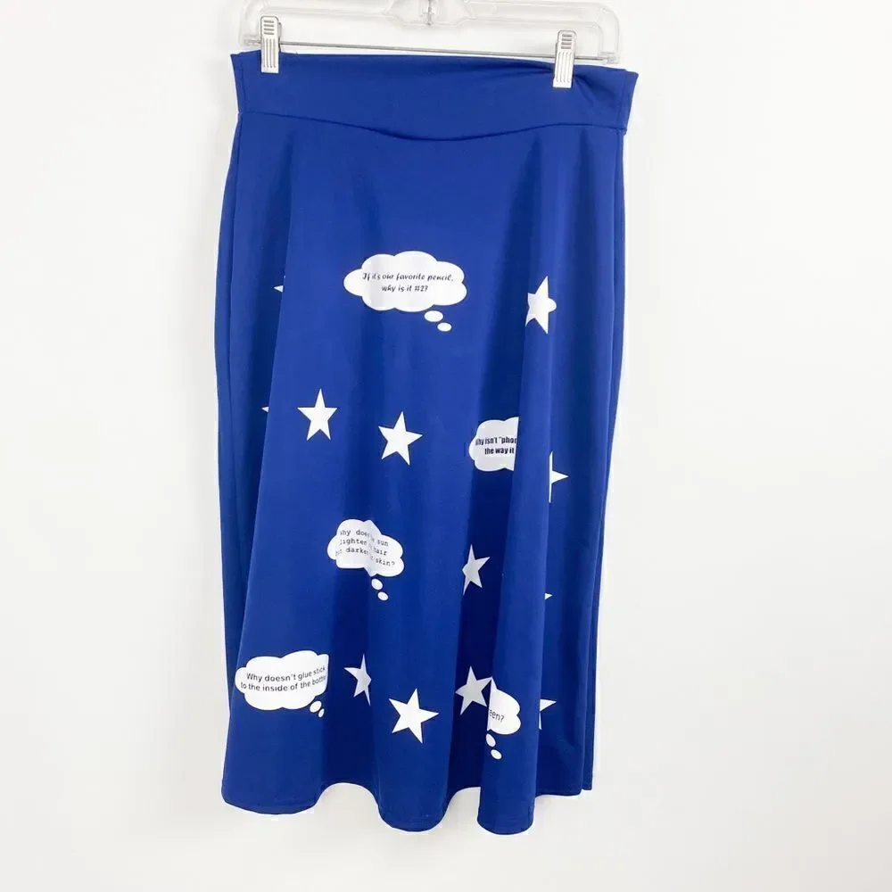 W doublju star writing printed skirt Sz L‎